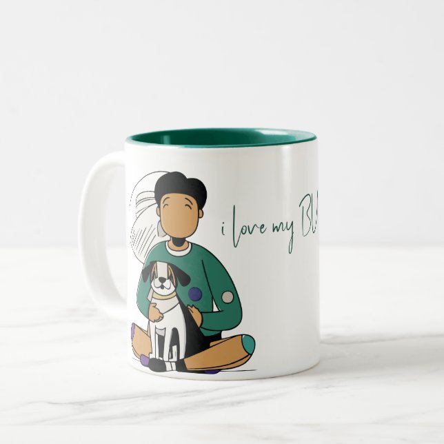 I Kärlek My Hund - Male Edition 5 Två-Tonad Mugg (Framsida vänster)
