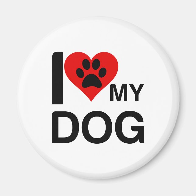 I KÄRLEK MY HUND PAW PRINT MAGNET (Framsidan)