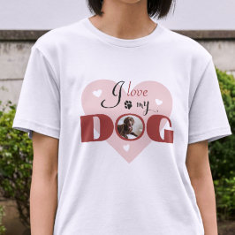 I Kärlek My Hund Red Rosa Personlig Photo T Shirt