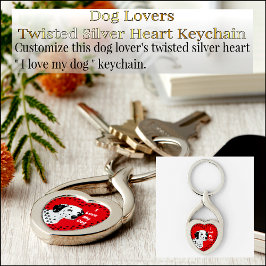I Kärlek My Hund Silver Twisted Hjärtnyckelring Heart Silverfärgad Nyckelring
