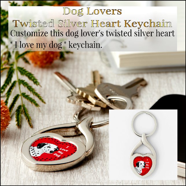 I Kärlek My Hund Silver Twisted Hjärtnyckelring Heart Silverfärgad Nyckelring (Skapare uppladdad)