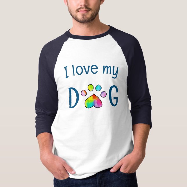 "I Kärlek My Hund" Skriv ut rasterfärgspets för re T Shirt (Framsida)