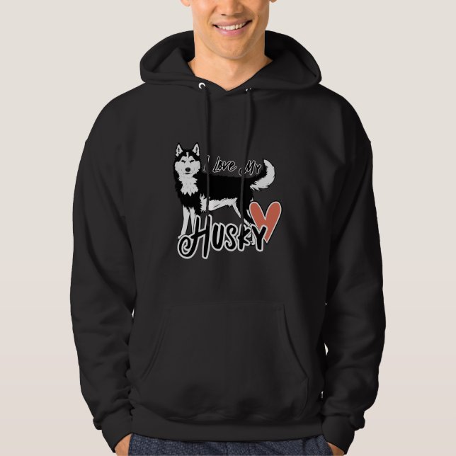 I Kärlek My Husky Hoodie (Framsida)