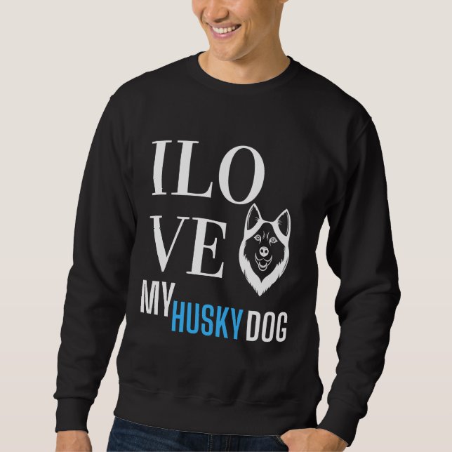I Kärlek My Husky Lång Ärmad Tröja (Framsida)