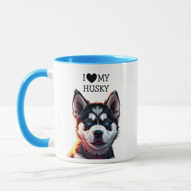 I Kärlek My Husky Personlig Mugg (Vänster)