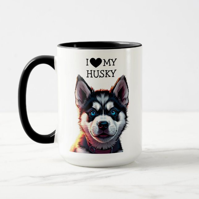 I Kärlek My Husky Personlig Mugg (Vänster)