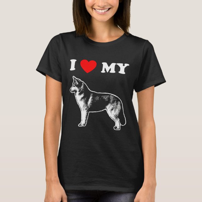 I Kärlek My Husky T Shirt (Framsida)