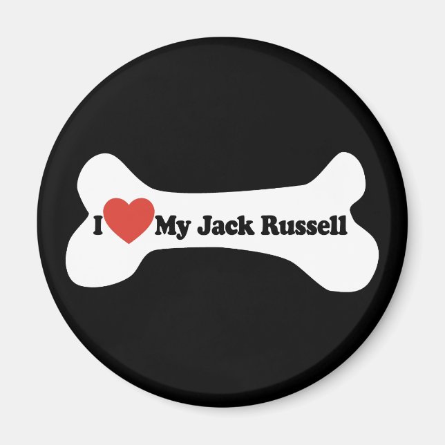 I Kärlek My Jack Russell - Hund Bone Magnet (Framsidan)