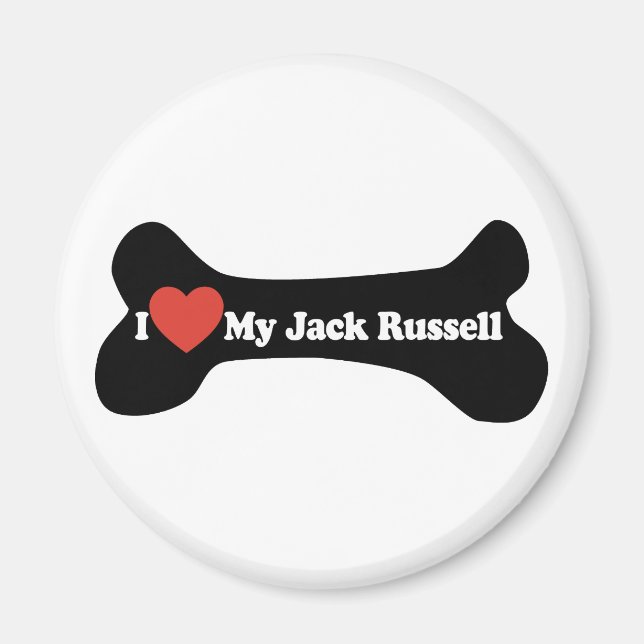 I Kärlek My Jack Russell - Hund Bone Magnet (Framsidan)