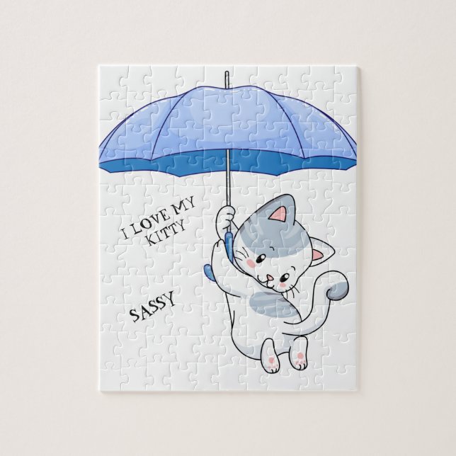 "I KÄRLEK MY KATTUNGE"-pussel med husdjur namn. Pussel (Vertikal)