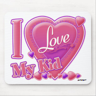 I Kärlek My Kid rosa/lila - hjärta Musmatta