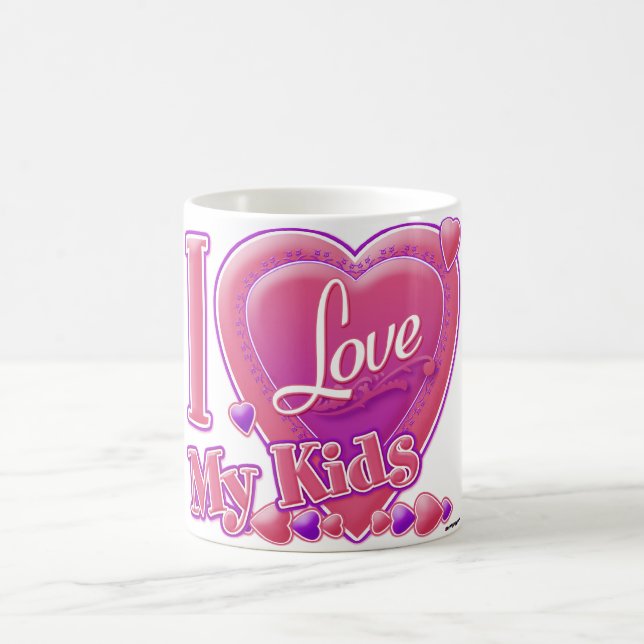 I Kärlek My Kids rosa/lila - hjärta Kaffemugg (Center)