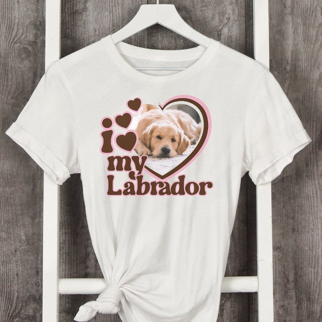 I Kärlek My Labrador Anpassningsbar Rosa Heart Pho T Shirt (Skapare uppladdad)
