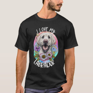 I Kärlek My Labrador Hund Flowers Puppy Blommigt C T Shirt