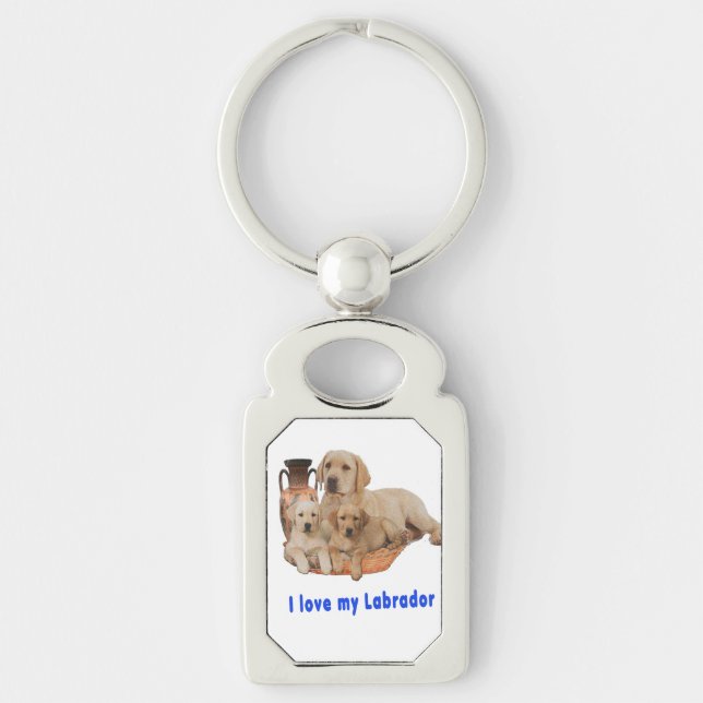 I Kärlek my Labrador Rektangulärt Silverfärgad Nyckelring (Framsidan)