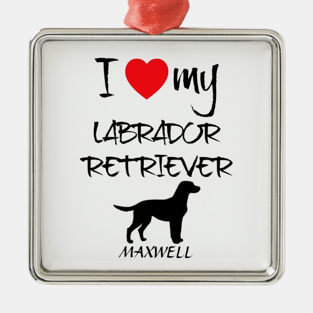 I Kärlek My Labrador Retriever Hund Julgransprydnad Metall (Framsidan)