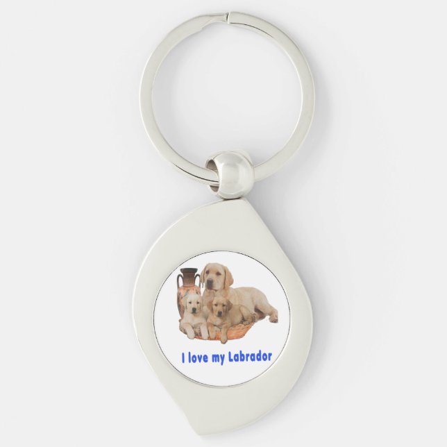 I Kärlek my Labrador Swirl Silverfärgad Nyckelring (Framsidan)