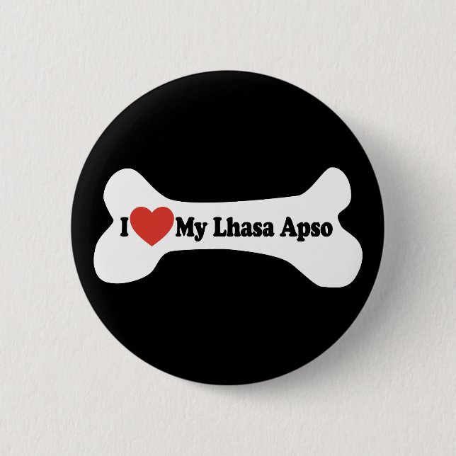 I Kärlek My Lhasa Apso - Hund Bone Knapp (Framsida)
