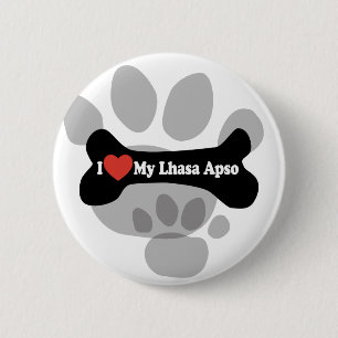 I Kärlek My Lhasa Apso - Hund Bone Knapp