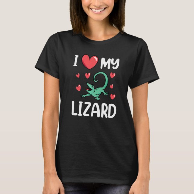 I Kärlek My Lizard Lizards Gecko Animal T Shirt (Framsida)
