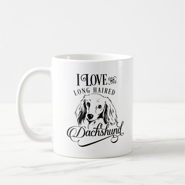 I Kärlek My Long Hair Dachshund Kaffemugg (Vänster)