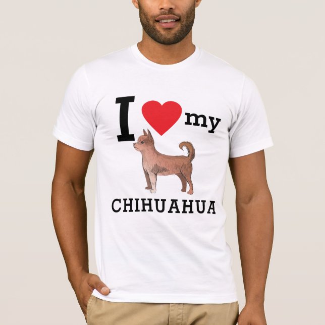 I Kärlek My Long Hved Chihuahua T Shirt (Framsida)