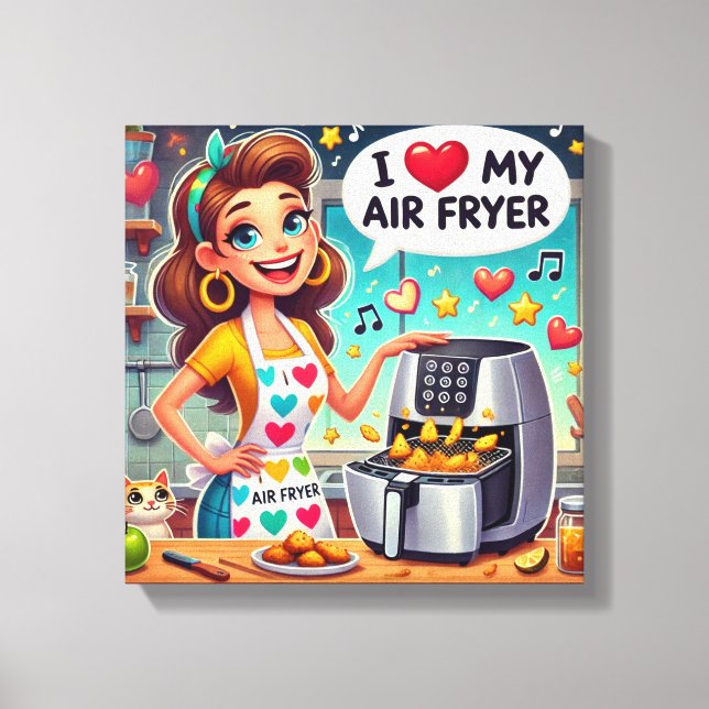 I Kärlek My Luft Fryer - Cute Cooking Design Canvastryck (Framsida)