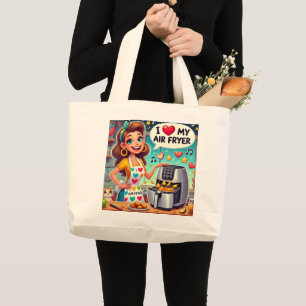 I Kärlek My Luft Fryer - Cute Cooking Design Jumbo Tygkasse