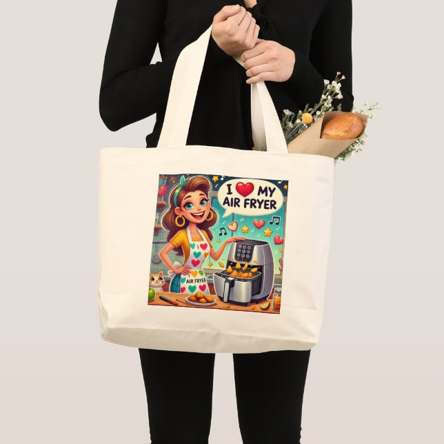 I Kärlek My Luft Fryer - Cute Cooking Design Jumbo Tygkasse (Framsida (produkt))