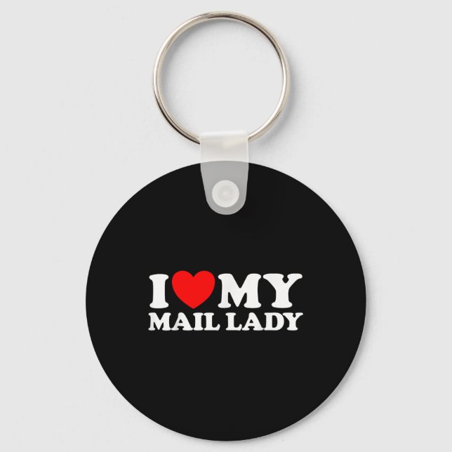 I Kärlek My Mail Dam Funny Cute Postal Worker S Nyckelring (Framsida)