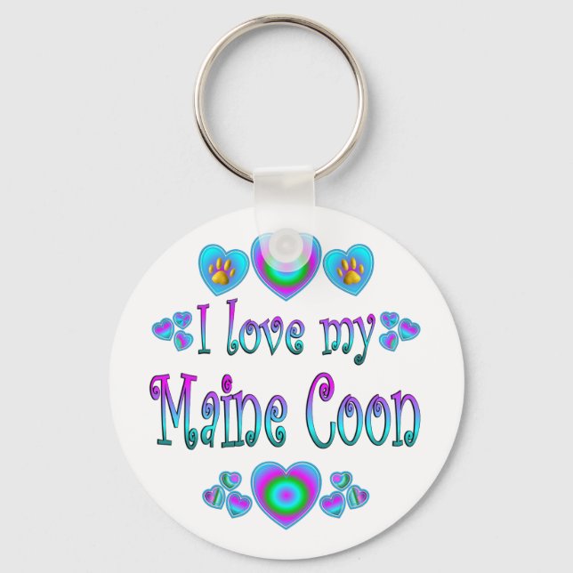 I Kärlek My Maine Coon Cat Nyckelring (Framsida)