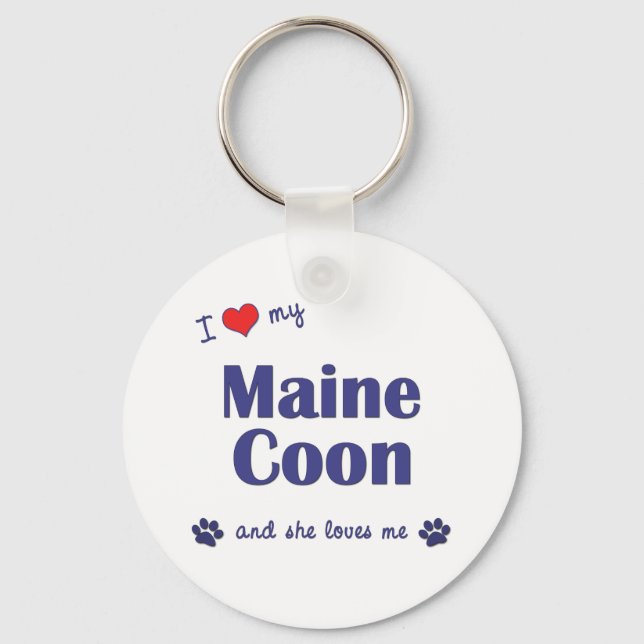 I Kärlek My Maine Coon (honkatt) Nyckelring (Framsida)