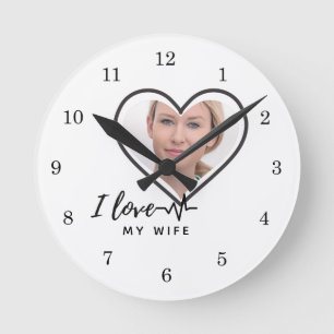 I Kärlek My Maka PHOTO Gift - Best Friend Anpassni Rund Klocka