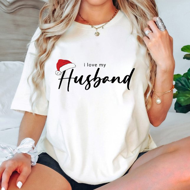 I Kärlek My Make jultomten Hat White T Shirt (I Love My Husband Christmas Santa Hat White T-Shirt)