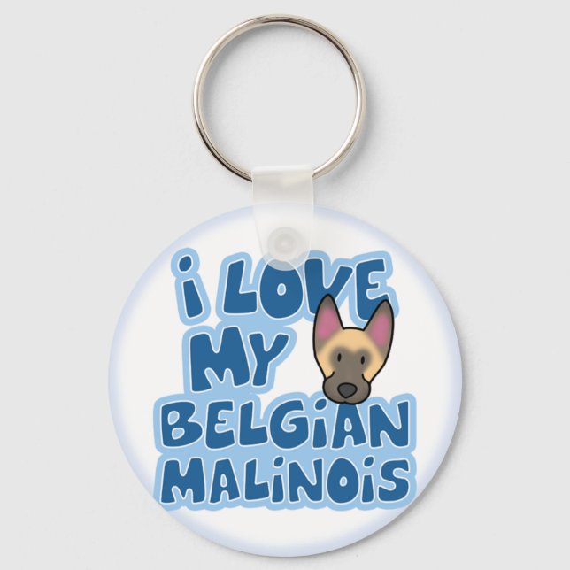 I Kärlek My Malinois Keychain Nyckelring (Framsida)