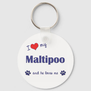I Kärlek My Maltipoo (hane Hund) Nyckelring