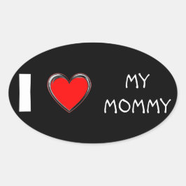I KÄRLEK MY MAMMA "HEART ART" OVALT KLISTERMÄRKE