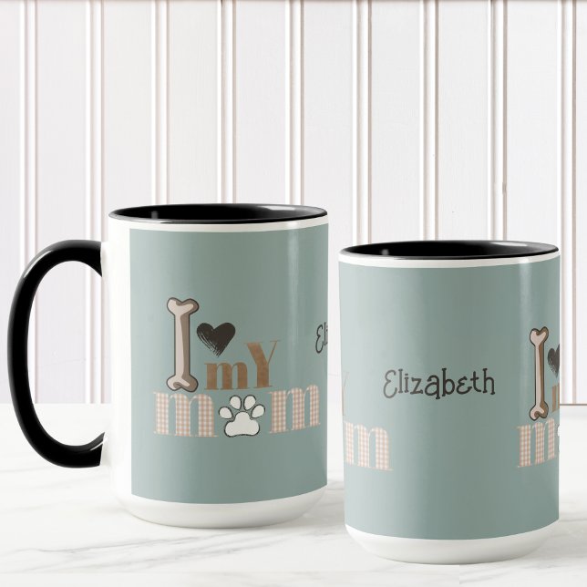 I Kärlek My Mamma Hund Tass Heart Mugg (I LOVE MY MOM is the cutest mug...from doggy to mommy. And personalize it with your name!)