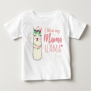 I Kärlek My Mamma Llama Cute Girls Rosa Guld Showe T Shirt