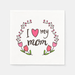 I Kärlek My Mamma Lycklig Mors dag Napkin Pappersservett