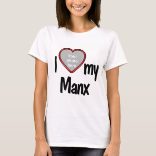I Kärlek My Manx - Red Heart Shaped Cat Photo T Shirt