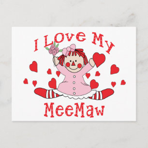 I kärlek My MeeMaw Rag Doll & Hearts Vykort