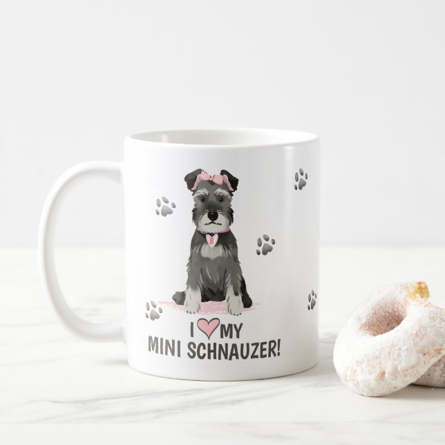 I Kärlek My Mini Schnauzer Rosa Coffee Mugg (Med munk)
