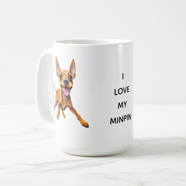 I KÄRLEK MY MINPIN MINPIN minipin minature pinsche Kaffemugg (Framsida vänster)