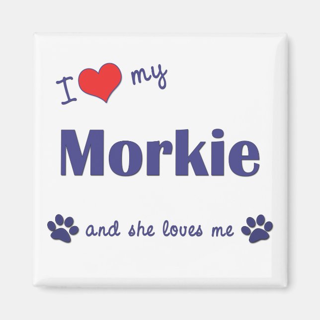 I Kärlek My Morkie (kvinnlig Hund) Magnet (Framsidan)