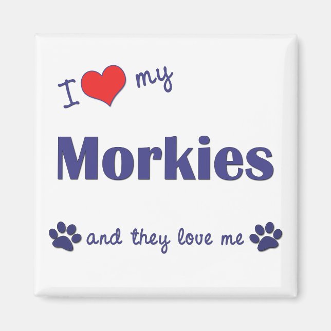 I Kärlek My Morkies (Många Hundar) Magnet (Framsidan)