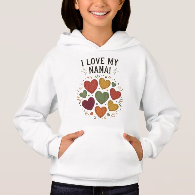 I Kärlek My Nana Land Hearts T Shirt (Framsida)
