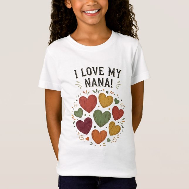 I Kärlek My Nana Land Hearts T Shirt (Framsida)