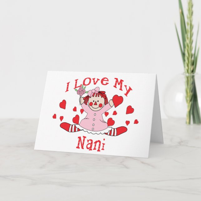 I kärlek My Nani Rag Doll & Hearts Kort (Framsida)