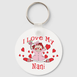 I kärlek My Nani Rag Doll & Hearts Nyckelring